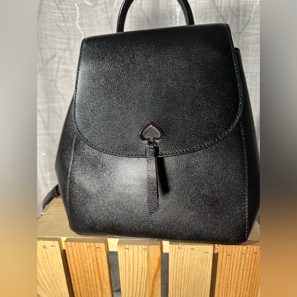 Kate Spade New York Adel Flap Leather Backpack Shoulder Bag, Medium - Black